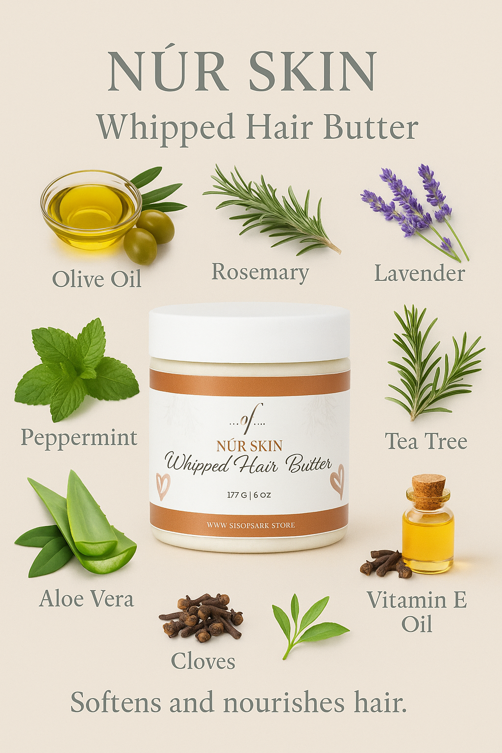 Núr Skin Hair Butter - Hair Growth, All Types Hair, Scalp Nourishment, Anti Dandruff, Moisturizer
